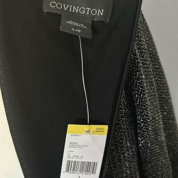 Covington womens Long Sleebve Shimmer & Shine Vneck Dress Dress - Picture 6 of 6